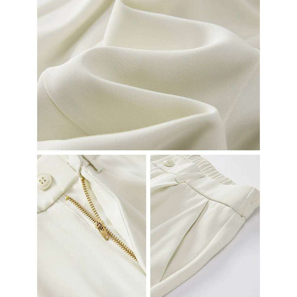 2023 New Summer Casual Pants Men Breathable Polyester Korean Fashion Semi-Wide Banded Waist Slacks Straight Loose Drape Trousers