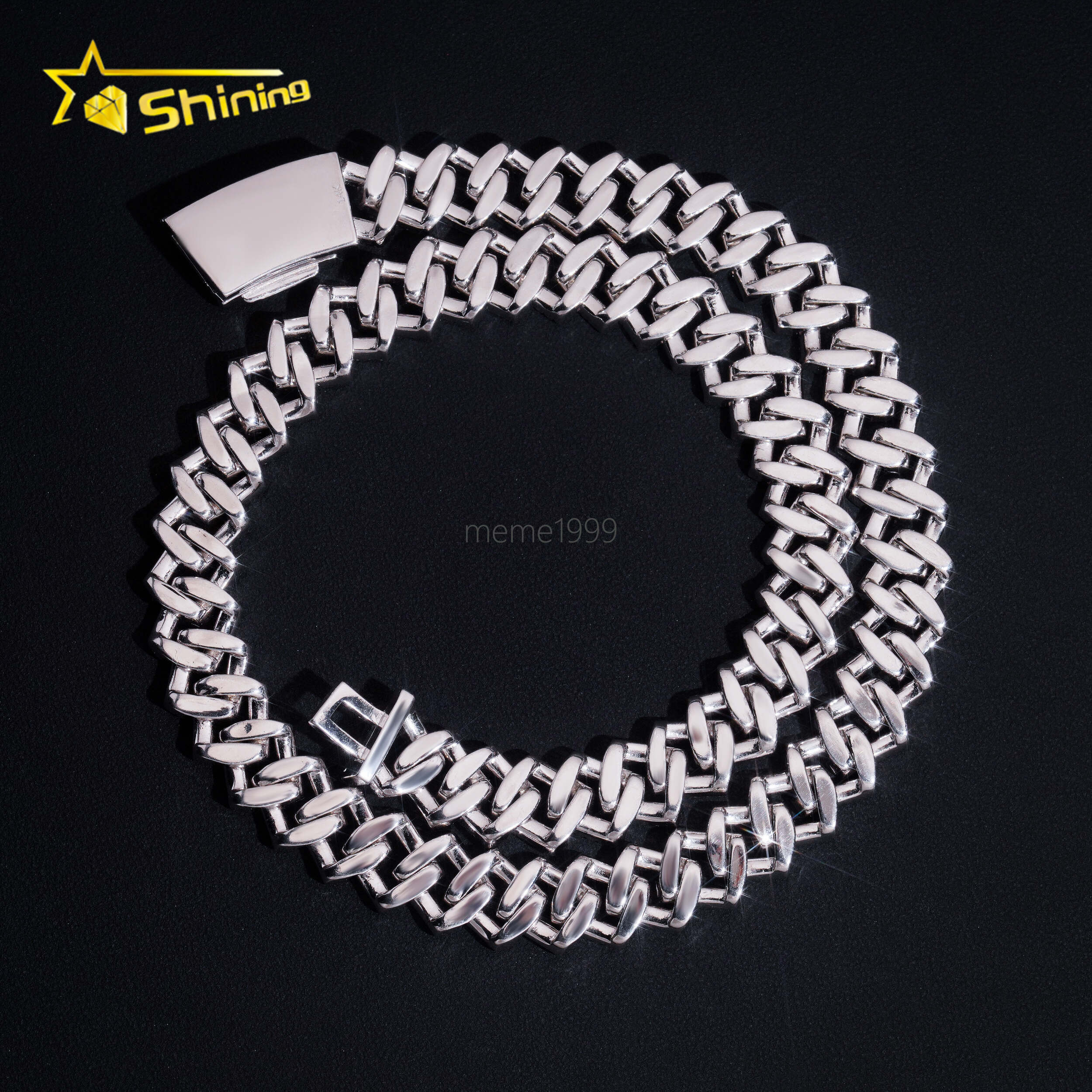 Sterling Silver 925 Vvs Moissnaite Pass Diamond Test Iced Out Hip Hop Jewelry Moissanite 14mm Cuban Chain