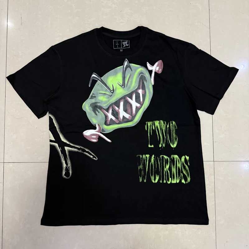 New T-Shirts Men Women Couple Street Hip-hop Fashion Tee Flame Skull Letter Short SLeeve T Shirts Y250819