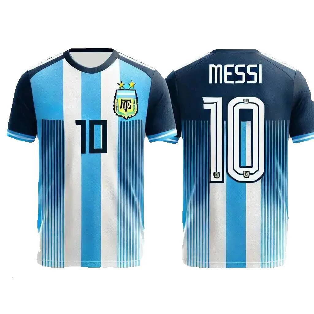 2025 Summer New Men's Argentine Style Football Shirt, Breathable and Quick-Drying Sports Casual T-Shirt