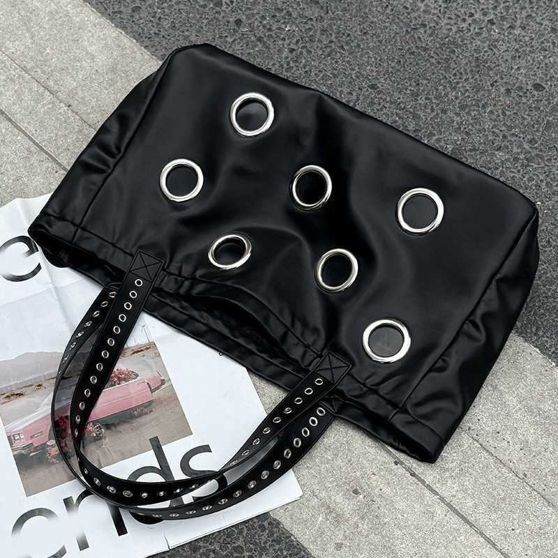 Fashion Rivet Handbag Saddle Bag Summer New Versatile Casual High-End Large Capacity Shoulder Handbag