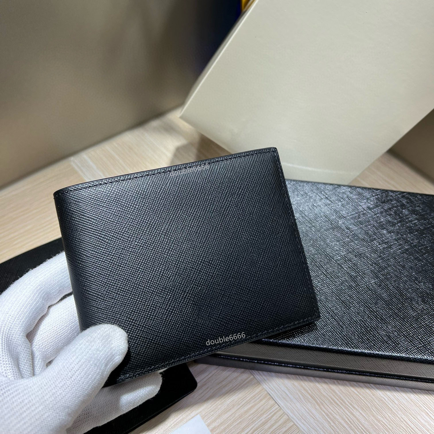 Top Quality Designer Men's Cross Pattern Cowhide Folding Wallet Luxury Fashion Women's Clutch Bag Business Men's Genuine Leather Coin Purse Credit Card Bag Cardholder