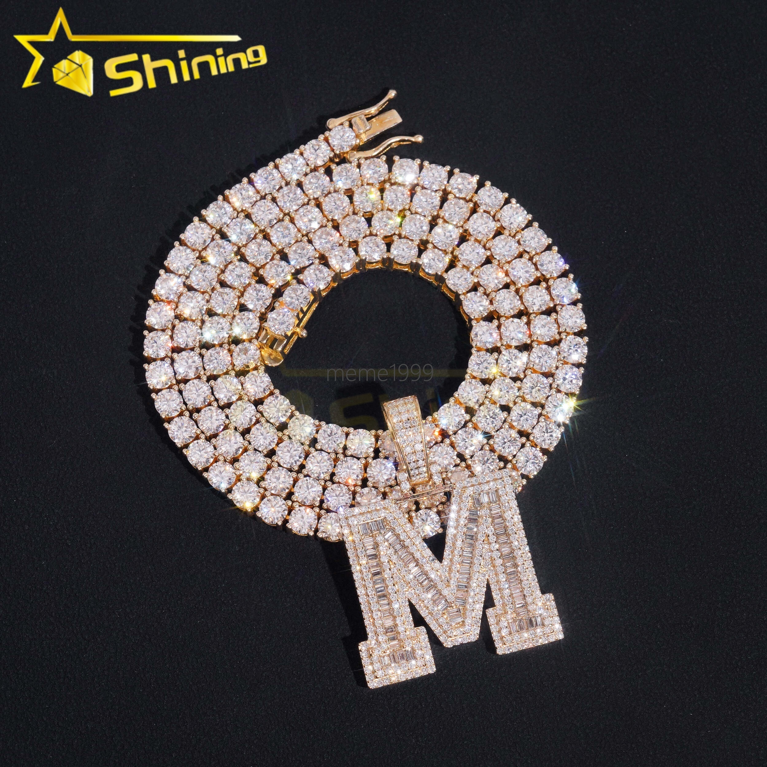 Custom Made Hip Hop Jewelry 10K 14K 18K Real Gold Lab Diamond Iced Out Hip Hop Initial Pendant High-End Hand Setting Jewelry