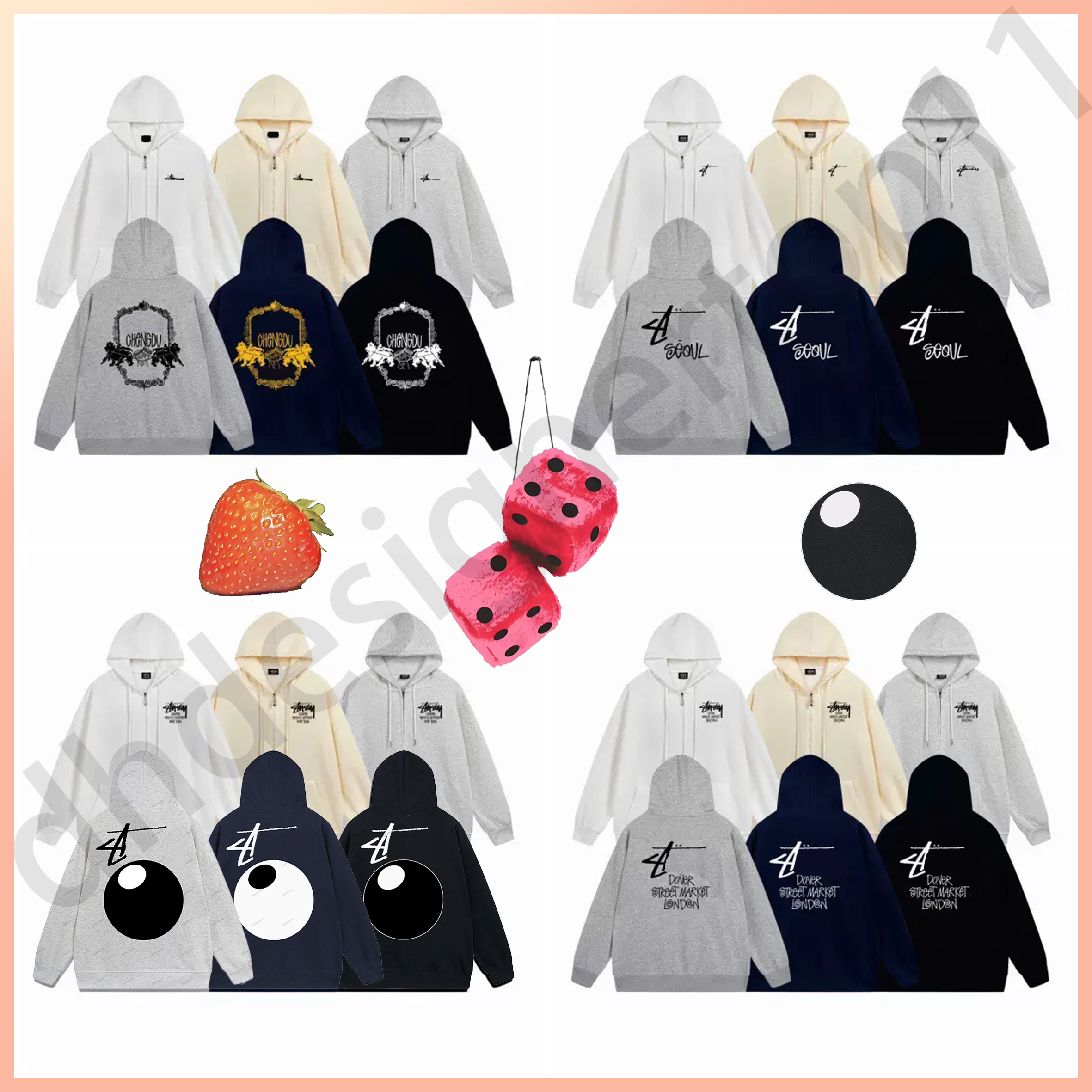 stussyshirtlys hoodie Designer Luxury European Graphic Puffer Hoodie Letter Printing Pullover Womens and Mens Zipper Casual Hoodie designer US size s-xl