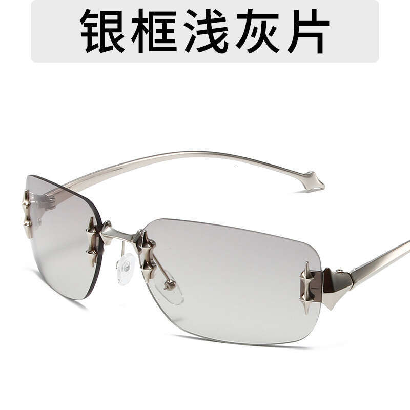 Designer New Style Hot Girl Rimless Edge Fashion UV400 High-end Y2K Sunglasses Personality Demon Element Glasses