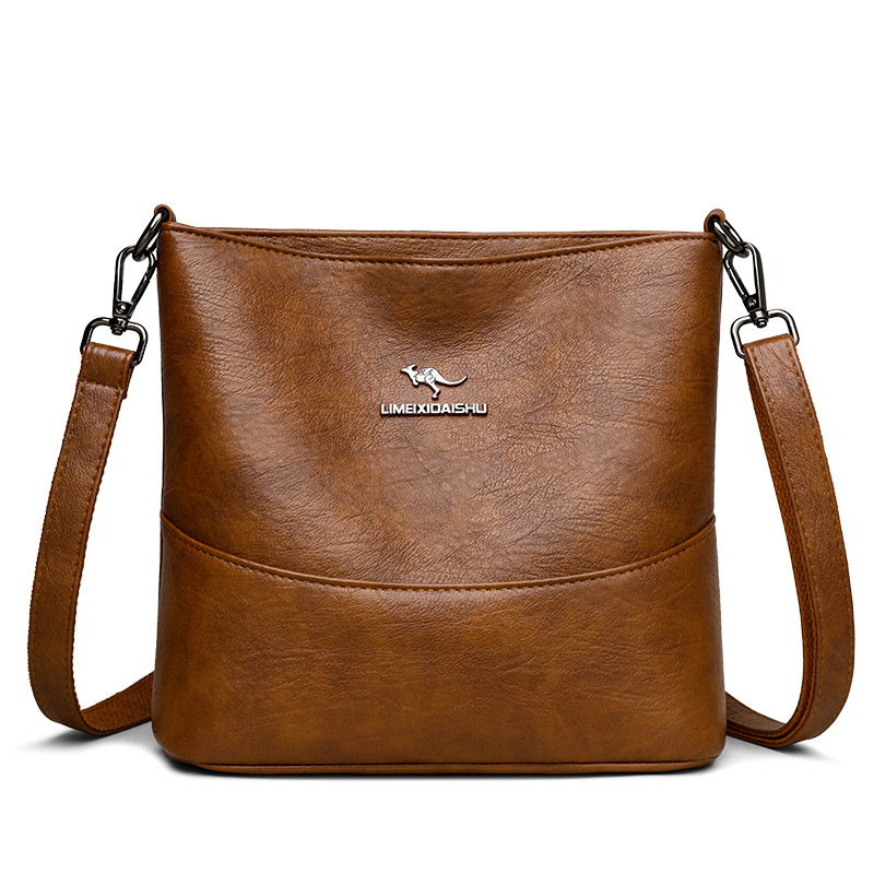 2025 Autumn Simple Bucket Bag Retro Texture Shoulder Bag Lightweight Luxury Texture Crossbody Bag Women's Small Bag Women's Crossbody Bag De