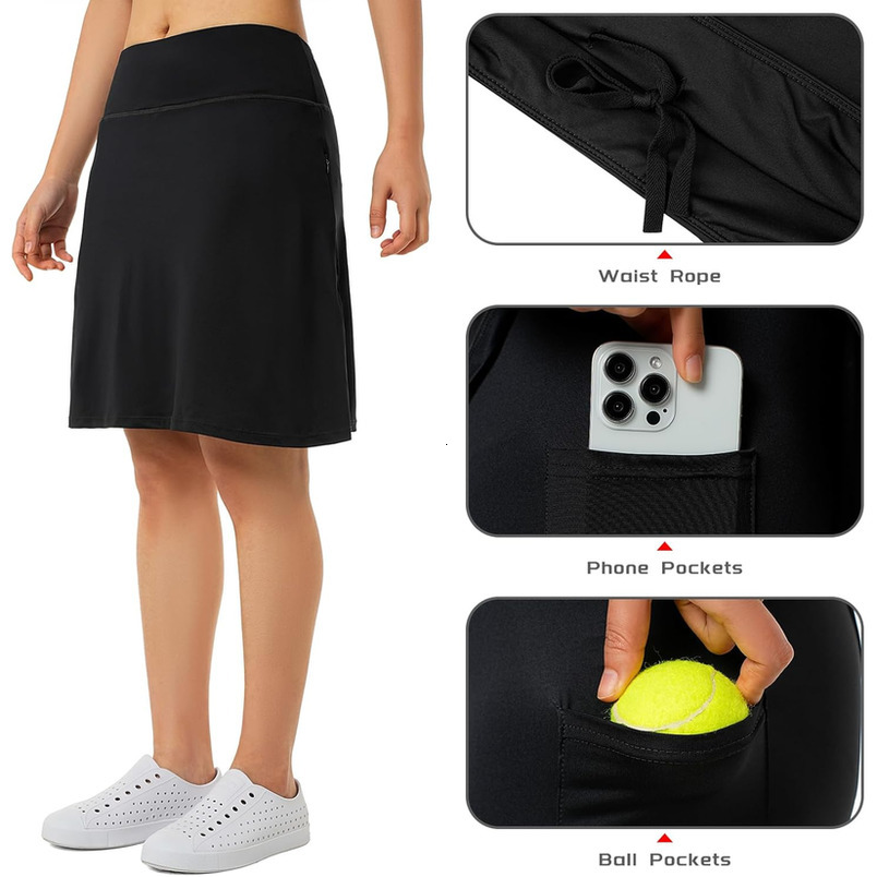 with Zipper Pockets,Athletic Golf Tennis Swim Skirts 20" Knee Length Skorts for Women High Quality