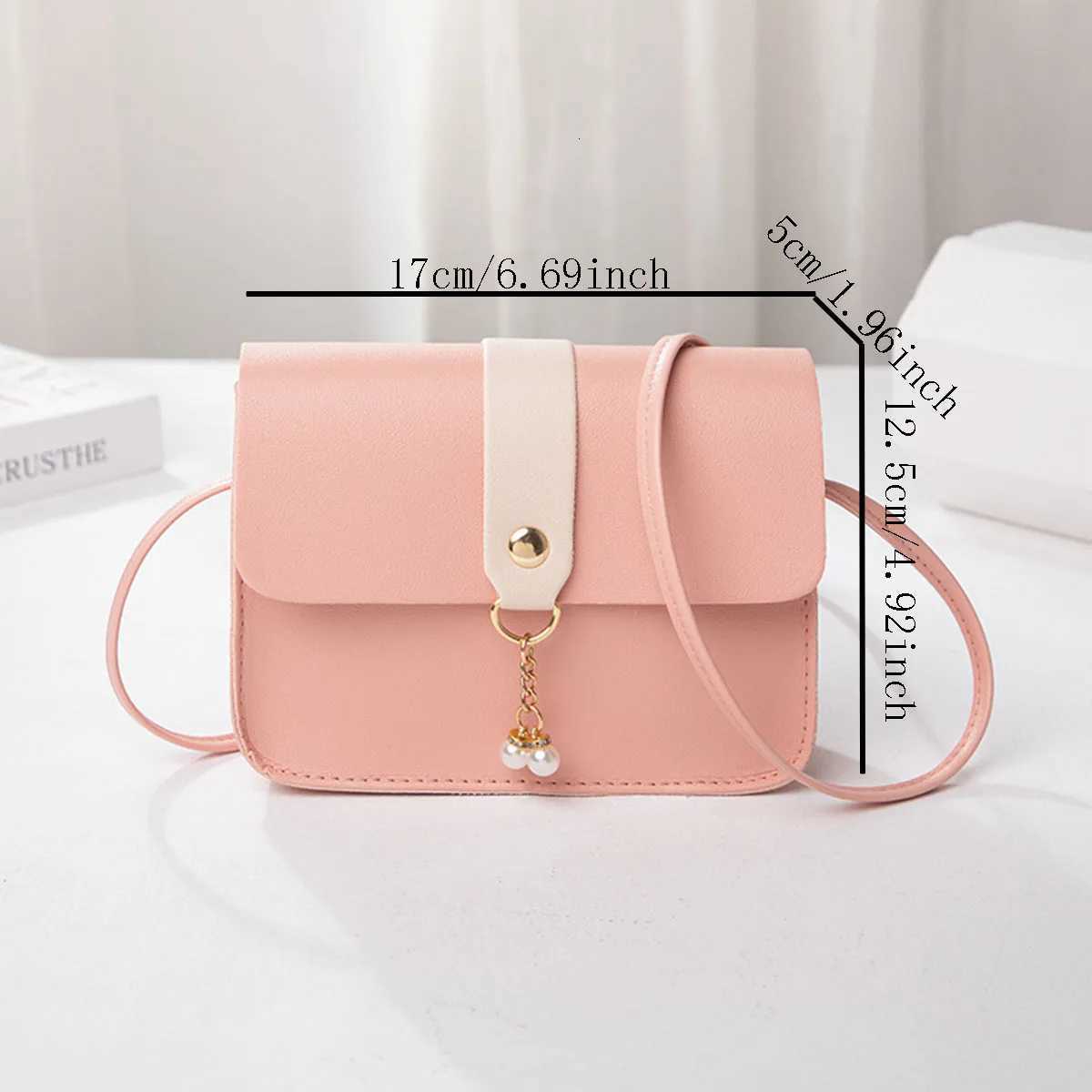 Ladies Pearl Decorated Small Square Crossbody Bag Mobile Phone Bag Fashionable Womens Handbag Y250819