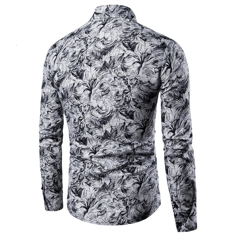 Mens Printed Lapel Long Sleeve Shirt Casual Blouse Fashionable Polyester Wear 250808