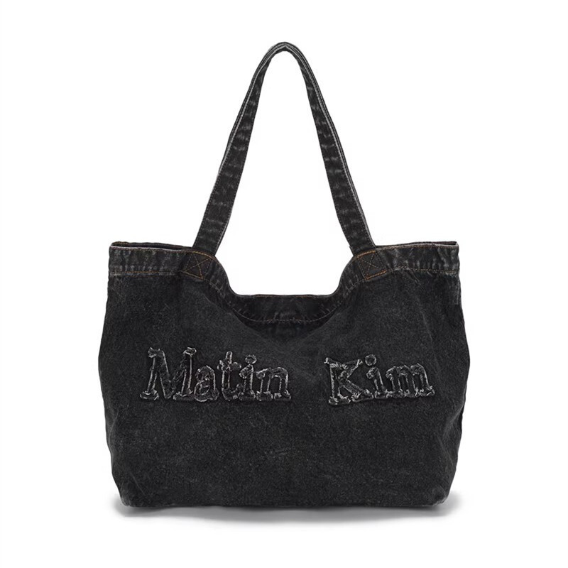 Autumn 2025 vintage washed denim canvas shoulder bag large capacity logo embroidered handbag handbag women's crossbody bag designer bag women