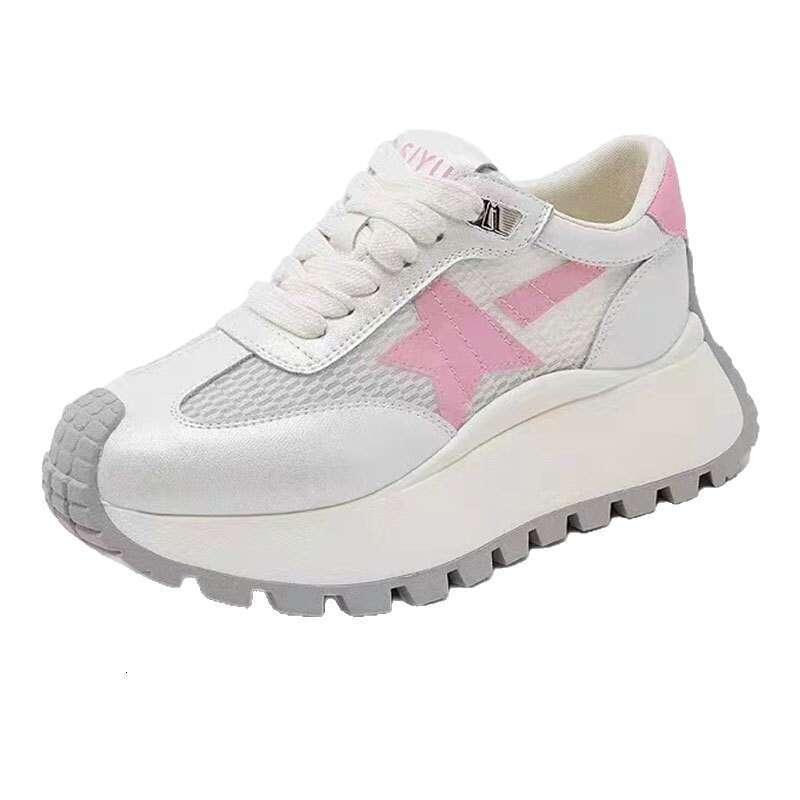 2025 Summer New Style Transparent Star Forrest Gump for Women Breathable Dad Thick Sole Height Increasing Single Mesh Sports Casual Shoes