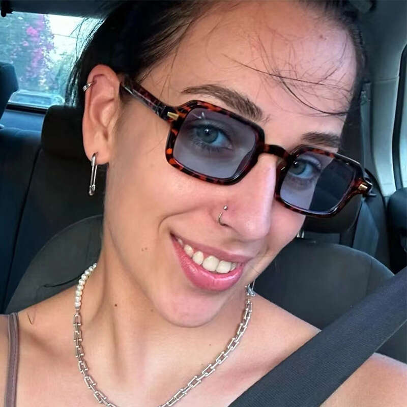 Fashion Trend Leopard Print Designer Women No-Makeup Look Square Decorative Sunglasses Outdoor Sun Protection Glasses for Men