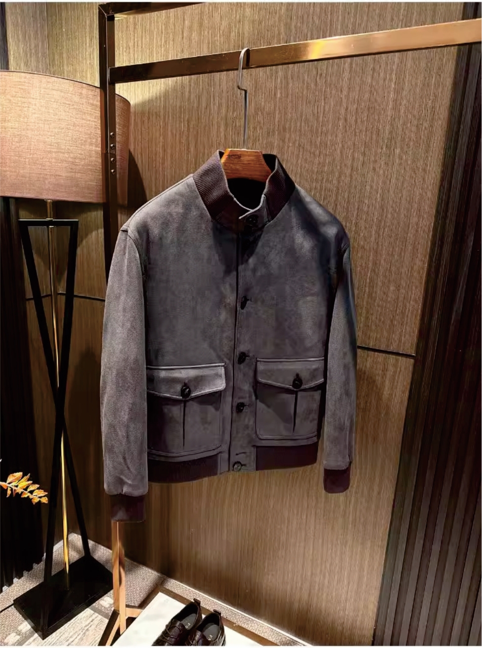 Suede fabric vintage style men's high-quality casual collar jacket with a fashionable aesthetic that runs through all seasons a wide range of sty