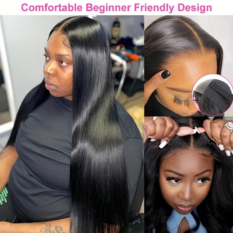 13x4 Lace Frontal Wig For Women Hd Transparent Lace Glueless Invisi-Drawstring Black Human Hair Wigs Ready To Wear 360 Full Lace Wig Human Hair