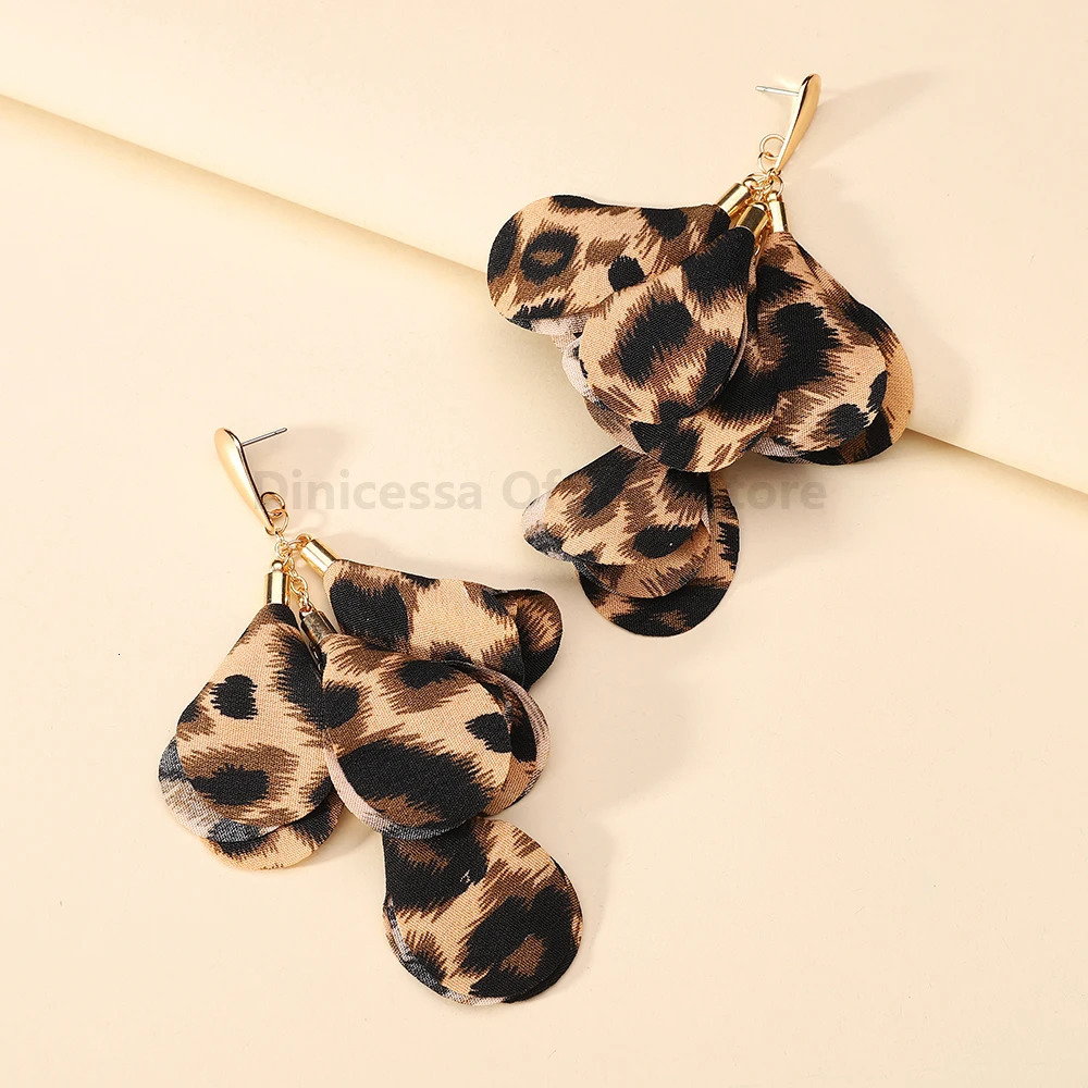 Bohemian Fashion Elegant Leopard Flower Decor Long Tassel Dangle Earrings For Women er Wedding Party Jewelry Gifts 250818