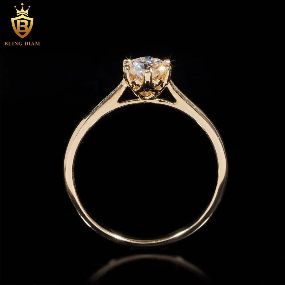 14K Yellow Gold Engagement Rings Custom VVS Moissanite Diamond Classic Design Wedding Ring