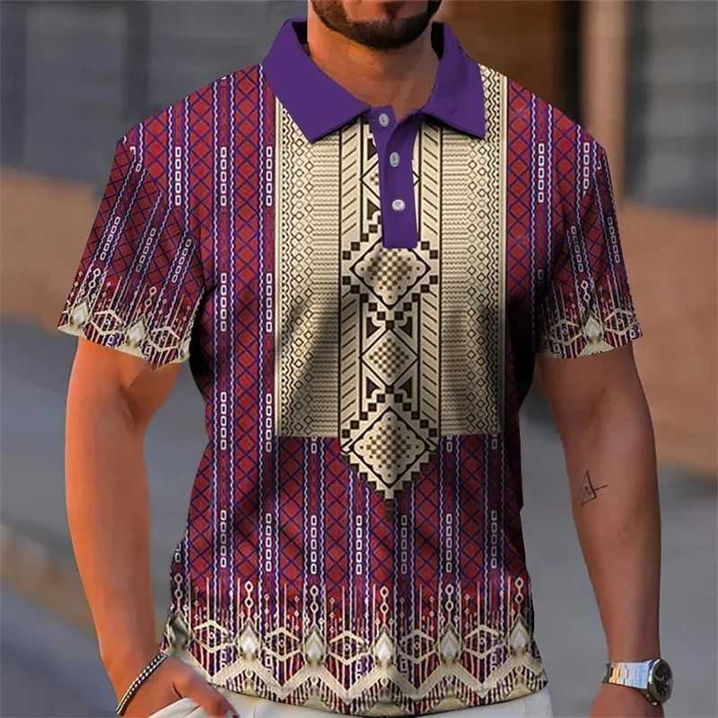 3D Printed Vintage Ethnic Pattern Shirt For Men Clothing Casual Short SLeeve Lapel Shirt Tops Mens Button T-Shirts Y250819