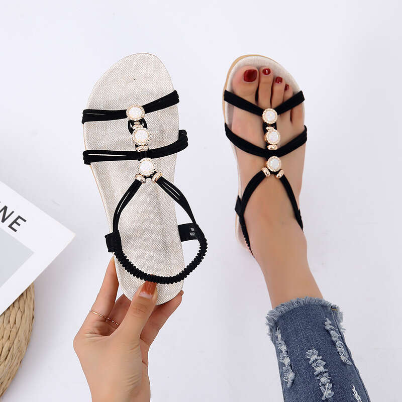 Japan Fashion for Women Summer Korean Casual Roman Style Thick Sole Elastic Strap Beach Sandals Open Toe