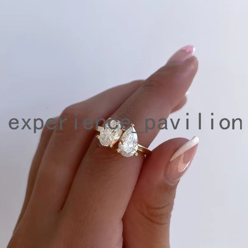 Romantic TOI ET MOI Design Fine Jewelry 18K White Gold Wedding Moissanite Diamond Engagement Rings Women