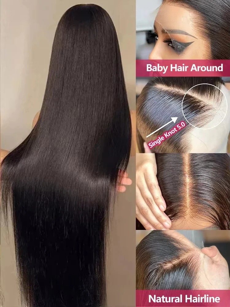 180 Density Bone Straight Wigs Human Hair 13x6 HD Lace Front Wig Hd Transparent Lace Black Gluelesss Transparent Lace Frontal Wigs For Women