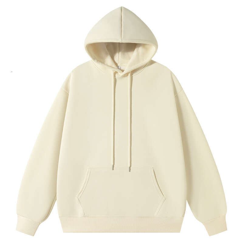 New Solid Color 260G Drop Shoulder Loose Hoodie Unisex Sweatshirt Korean Style Trendy Brand Team Building Clothing Two-Piece Set