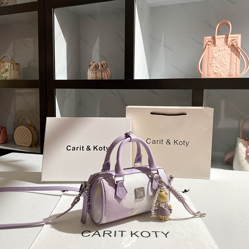 Free Shipping Designer Contrasting Women's Boston Bag New Fashionable Embossed Handbag High-end Hand-held Pillow Bag Casual Shoulder Crossbody Ba