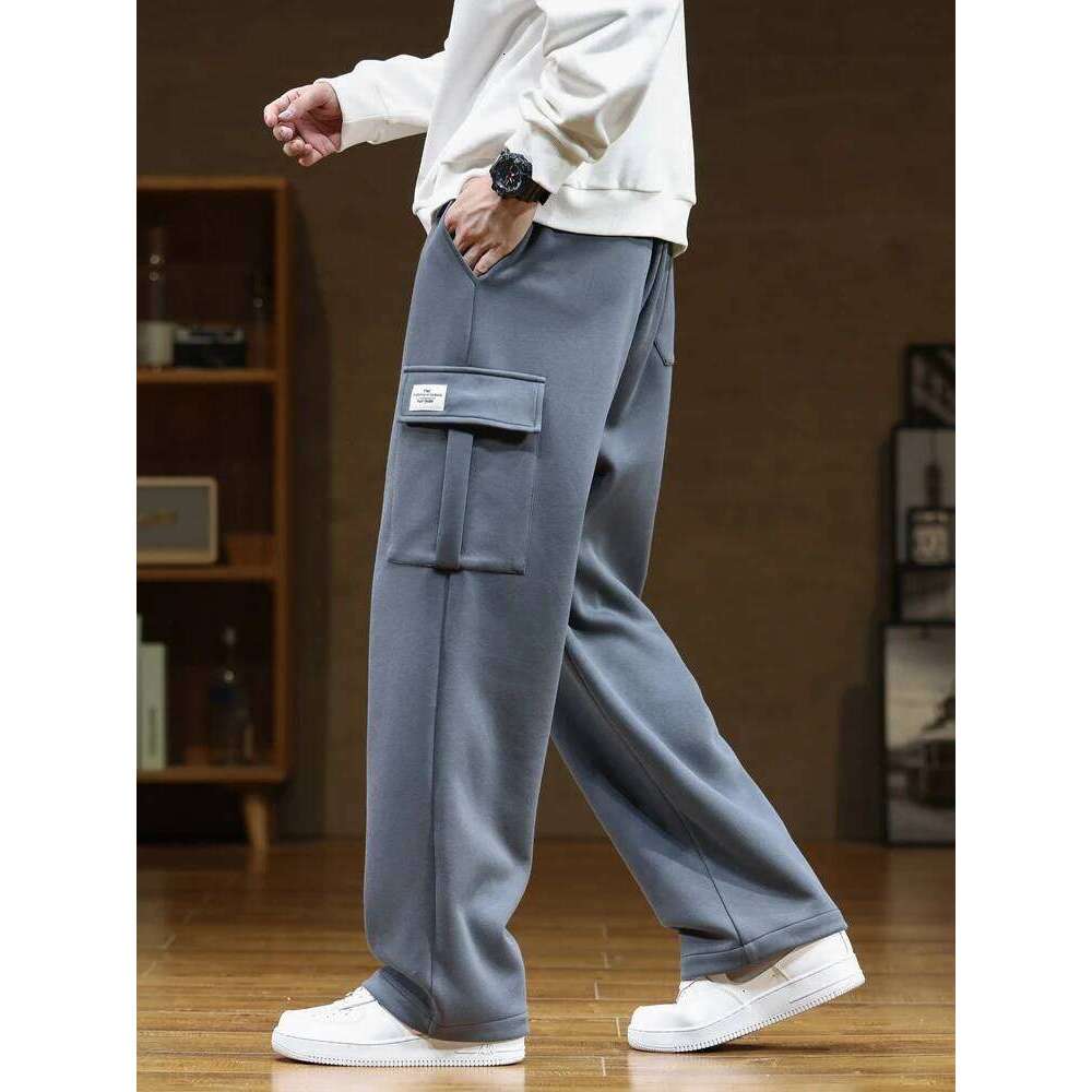 2023 Autumn New Sweatpants Men Multi-Pockets Drawstring Cotton Casual Track Pant Male Loose Straight Trousers Large Size 8XL