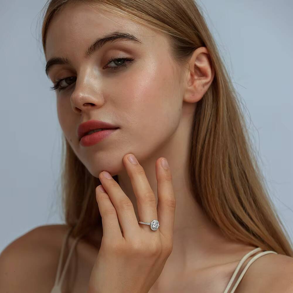 Wholesale With GRA Certificate 925 Sterling Silver Moissanite Wedding Engagement Luxury Full Diamond Hexagram Ring