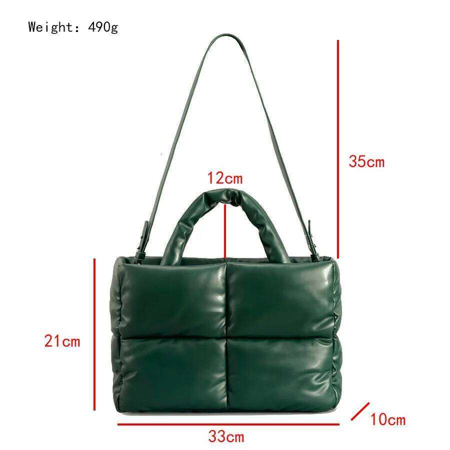 Fashion Leather Padded Tote for Women Designer Quilted Handbags Soft Pu Shoulder Bags Down Cotton Winter Bag Big 2025tote bagLuxury bag