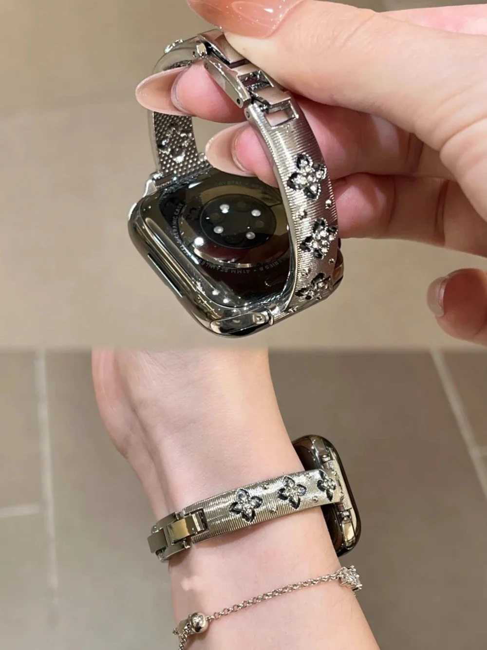 N Bling Stainless Steel Bracelet Link For Watch Band Series 8/7/6/10/9 40mm 41mm 38mm 42mm 44mm 45mm 46mm Strap Y250820