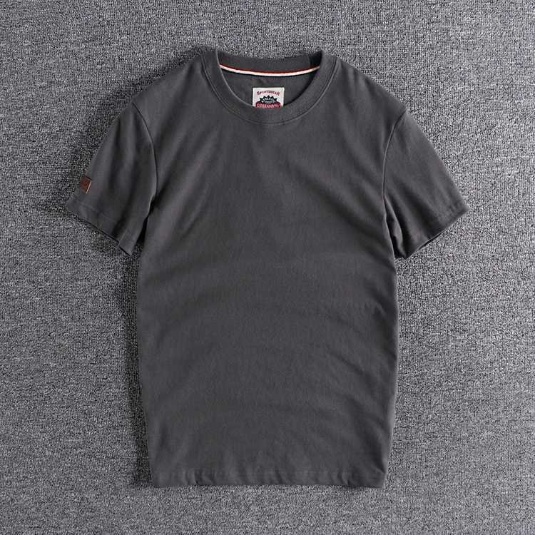 Summer New American Retro Short-sleeved O-neck Solid Color T-shirt Mens Fashion Simple 100% Cotton Washed Casual Sport Tops Y250819