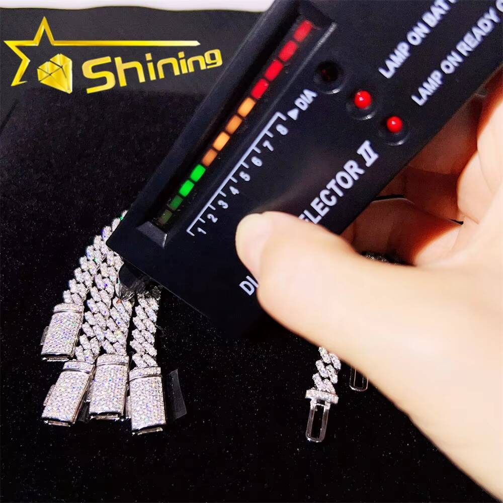Hot Selling Pass Diamond Tester 925 Sterling Silver Hip Hop 6mm 8mm Iced Out Vvs Moissanite Diamond Cuban Link Bracelet