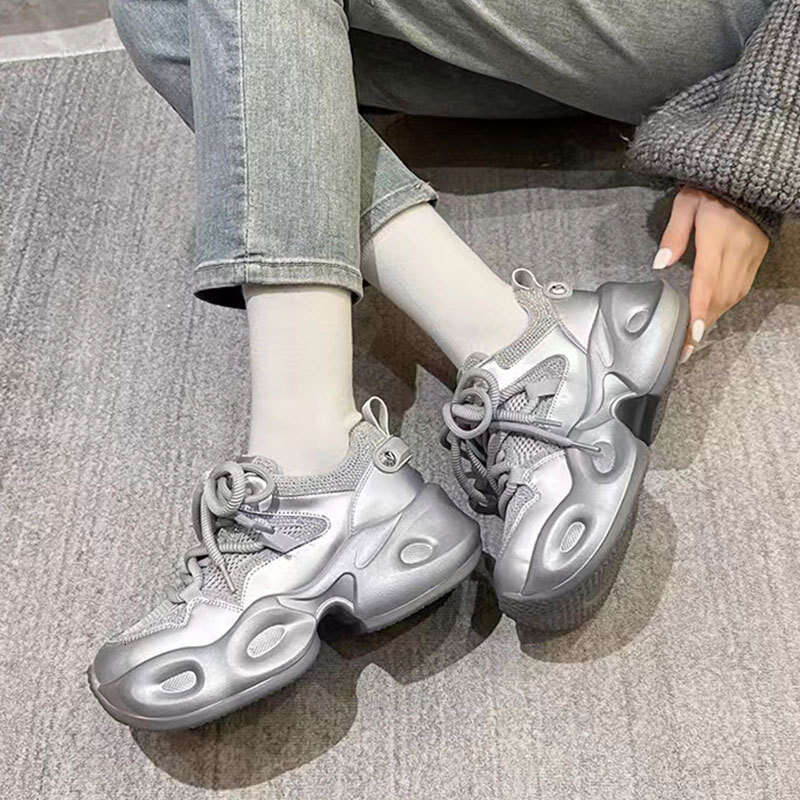 Spring New Women's Sneakers 2025 Fashion Thick Sole Rhinestone European Style Casual Versatile Dad Shoes