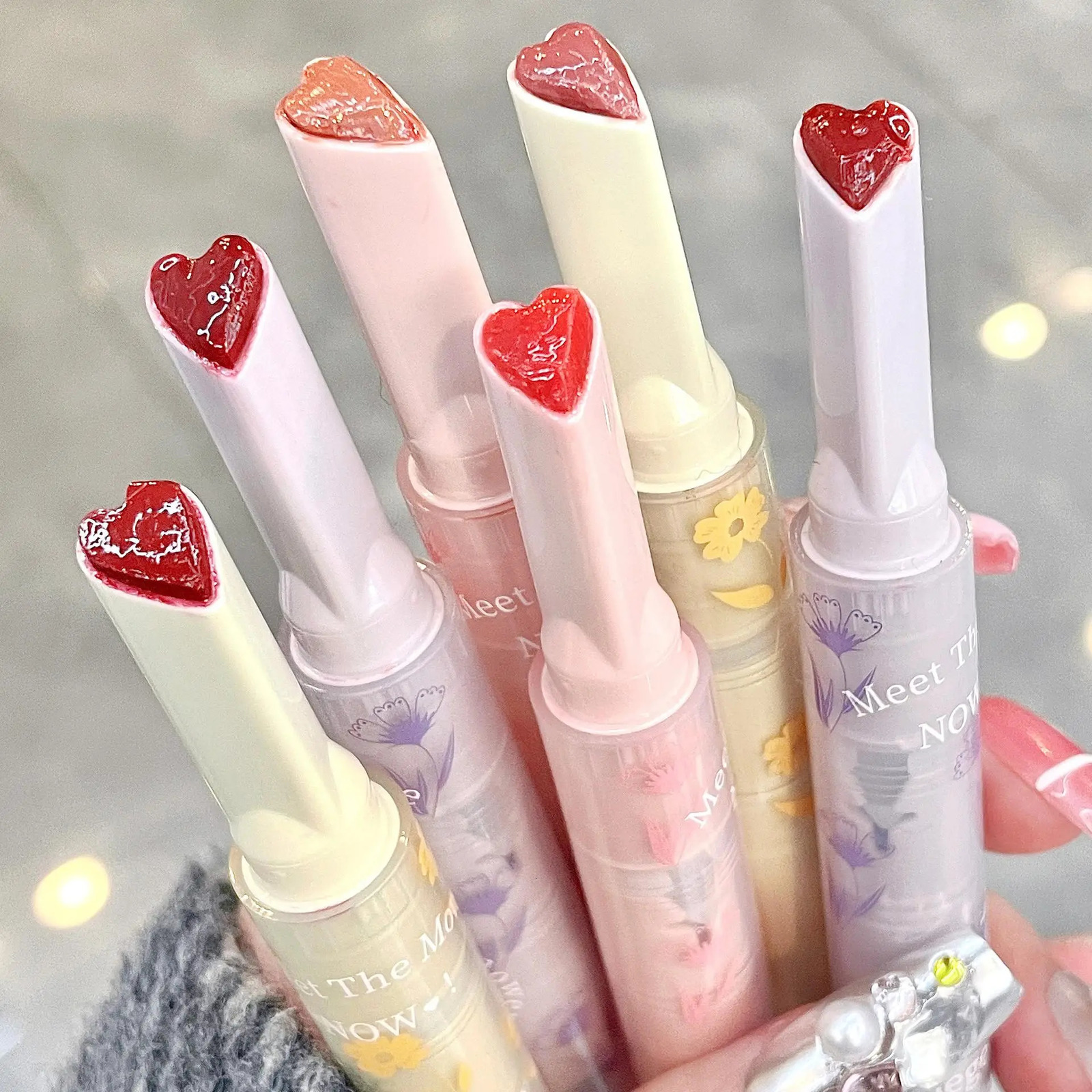 Waterlight Lip Glaze Mirror Glitter Tint Long Lasting Moisturising Love Heart Shape Solid Lipstick Pen Lips Makeup Cosmetic 250809