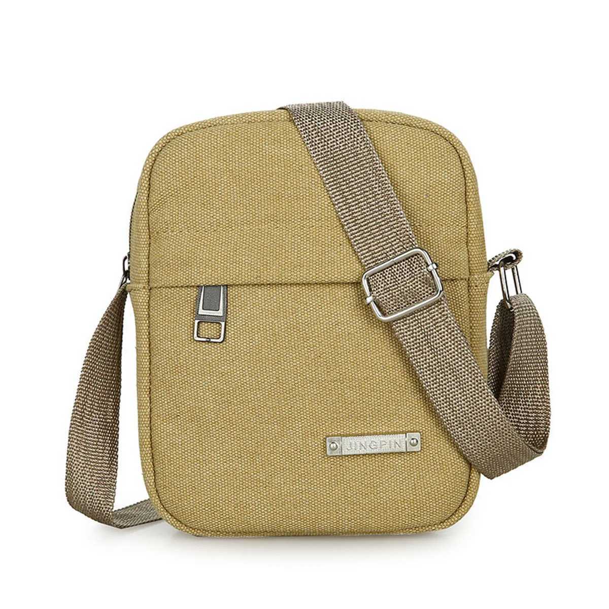 Mens Casual Canvas Shoulder Bag Crossbody Phone Pouch Small Backpack Leisure Tote Handbag for Men Y250819