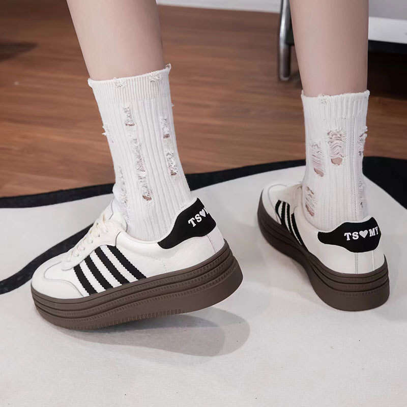 Dexun Shoes for Women 2025 Summer and Autumn New Genuine Leather Versatile Lightweight Height-Increasing Forrest Gump Sports Casual White Sneakers