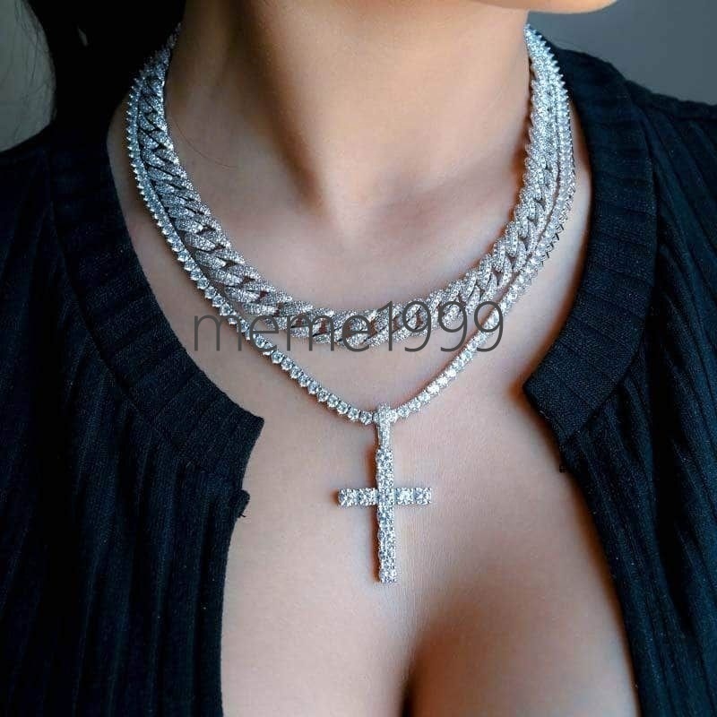 Hot Fashion Ankh Cross Pendant 2mm-5mm Width 925 Solid Silver D/VVS Clarity Moissanite Hip Hop Ankh Cross Pendant for Necklace