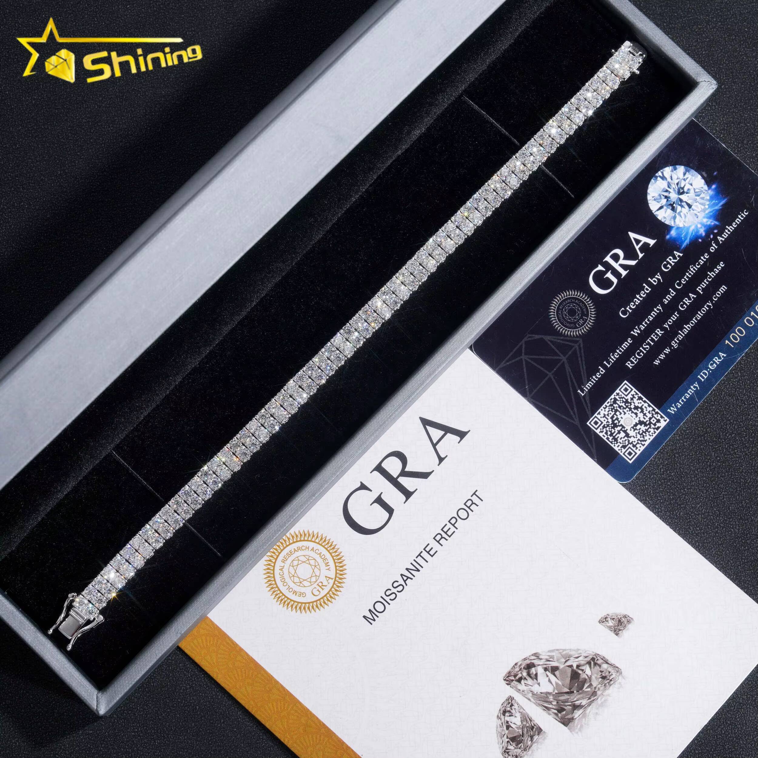 Luxury Hip Hop Jewelry 6MM Iced Out 925 Silver Gold Plated VVS D Color Moissanite Bracelet Men Moissanie Tennis Bracelet