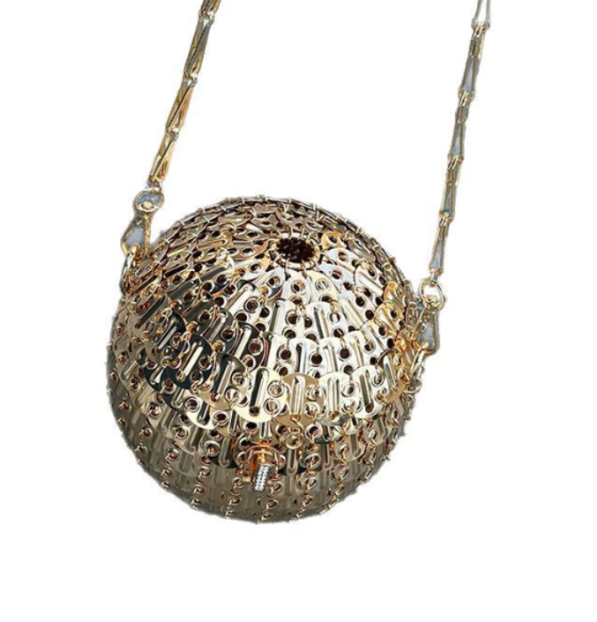 Women Metal Handmade Handbag Crystal Shiny Rhinestone Diamond Evening Bag Dinner Party Clutch Purse Messenger Bag 250314