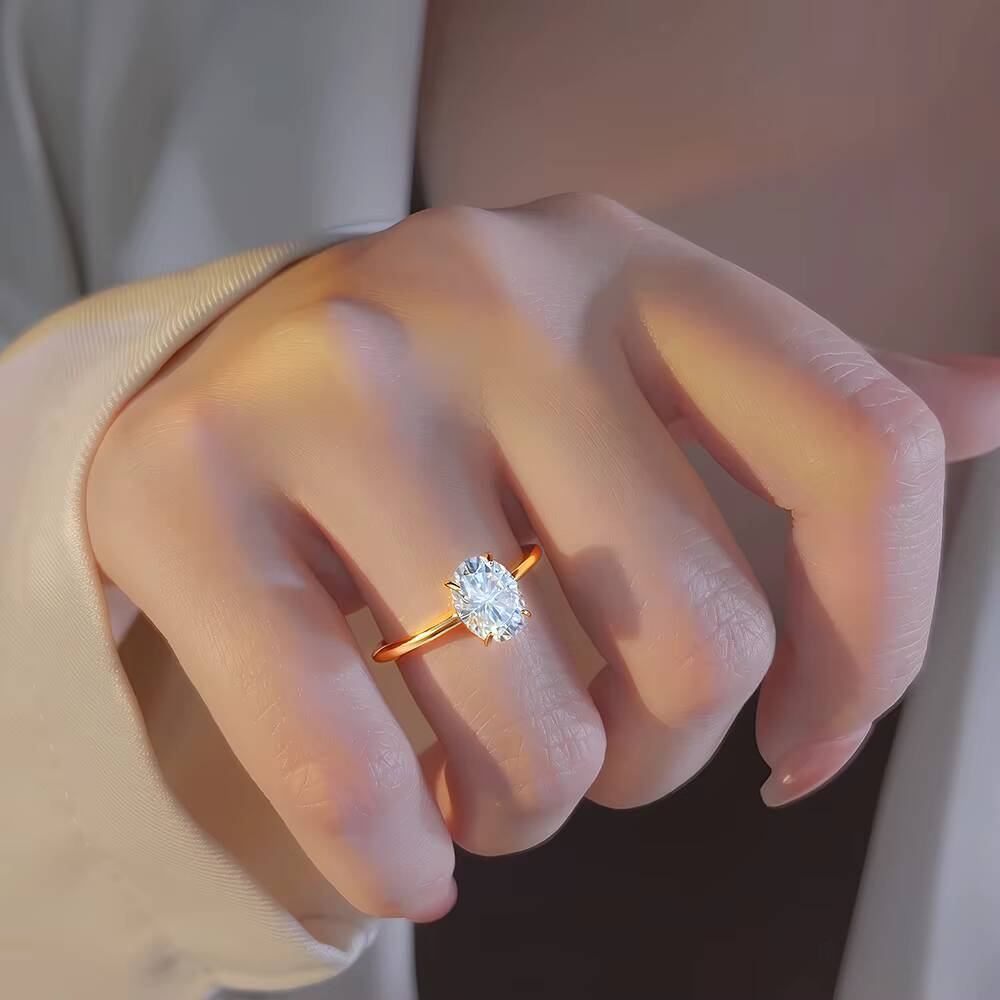 In Stock VVS D Color Oval-Shaped Moissanite Promise Ring for Women