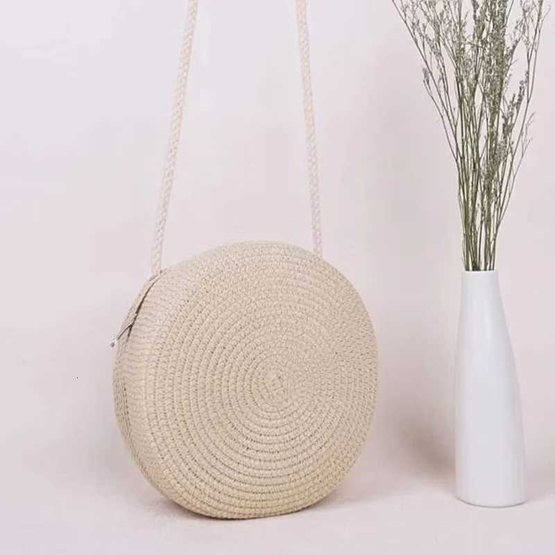 Minimalist Straw Bag Round Crossbody Purse Women Shoulder Vocation Style Handbag genuine grade new in handbag Y250819