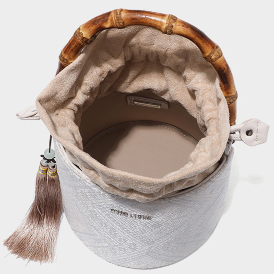 Free Shipping Designer New Light Luxury Women's Bucket Bag Fashion Bamboo Hand-held Cylindrical Bag Shoulder Bag Handbag