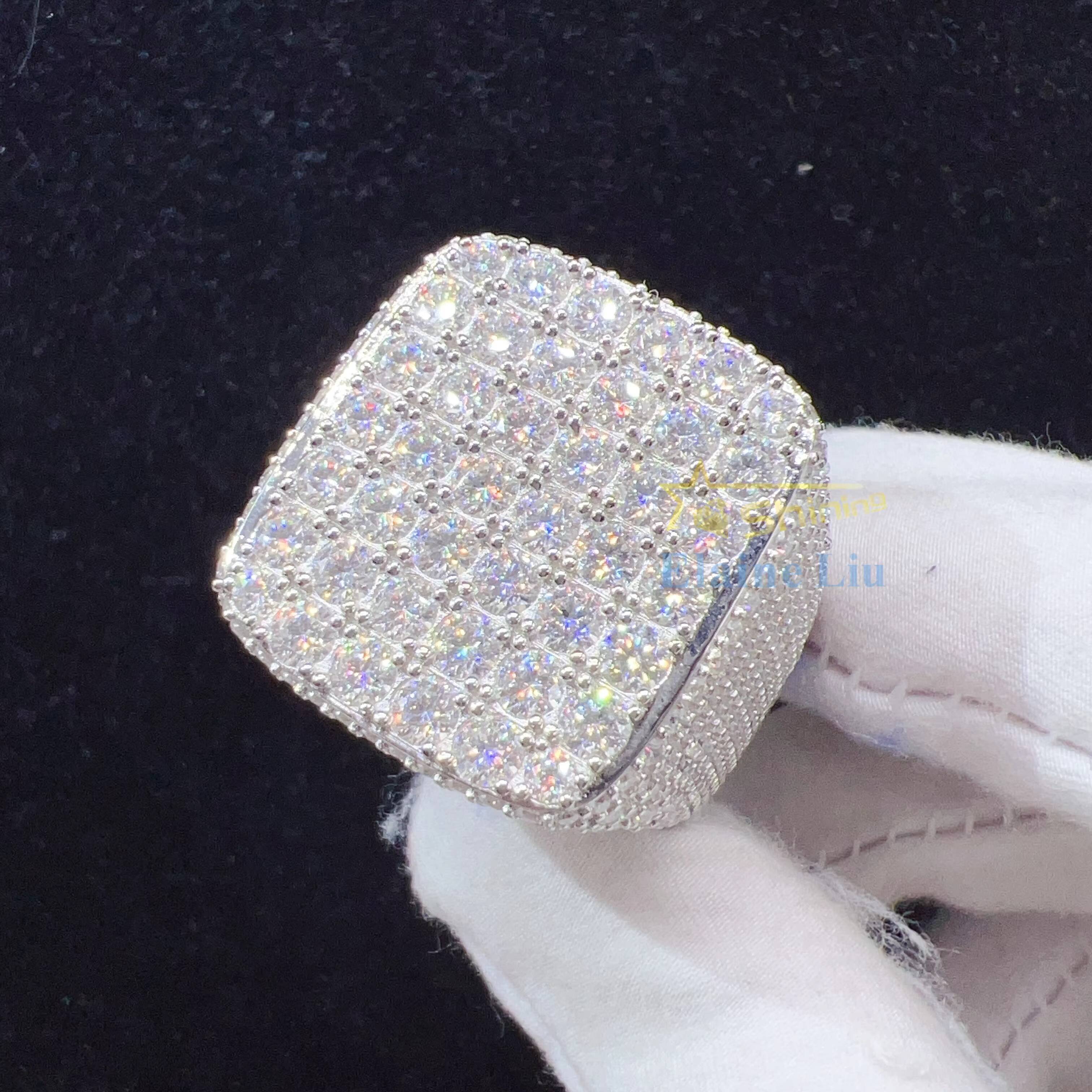 Factory Direct Sale Sterling Silver 925 Rings Custom Vvs Moissanite Iced Out Diamond Hip Hop Fine Jewelry Ring