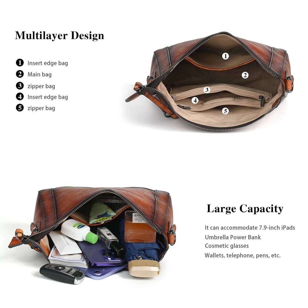 MOTAORA High Quality Genuine Leather Crossbody Bags For Women Satchel Purse Hobo Handbags Ladies Vintage Shoulder Bag 2025 New