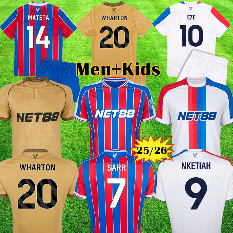 25 26 Crystals Palaces Soccer Jersey EAGLES Football Shirt EZE WHARTON CPFC Kits 2025 2026 NKETIAH MATETA SARR PALACEs kids football shirt Crystals Top 3XL 4XL