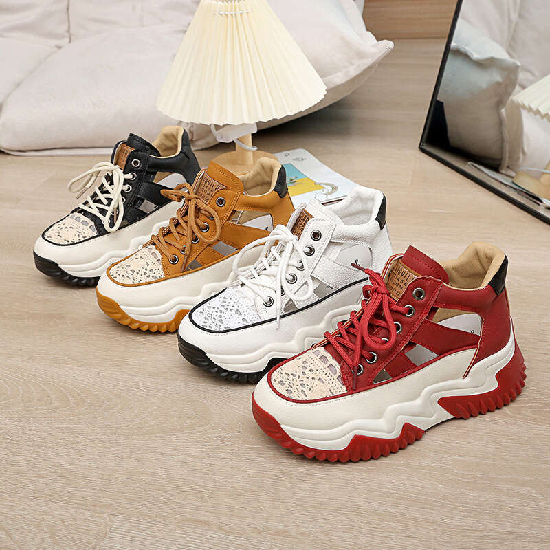 Petite Small Size Thick Sole New Style Platform White Shoes Lace-up Breathable 2023 Summer Height-increasing Women's Sandals