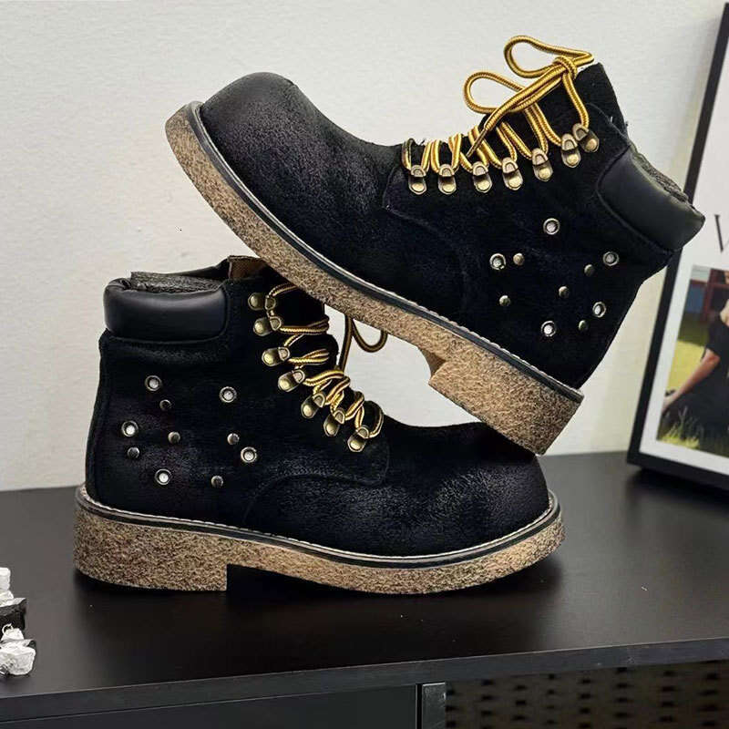 2025 Summer Autumn New Martin Men and Women Genuine Leather Outdoor High-top Yellow American Style Height-increasing Couple Boots