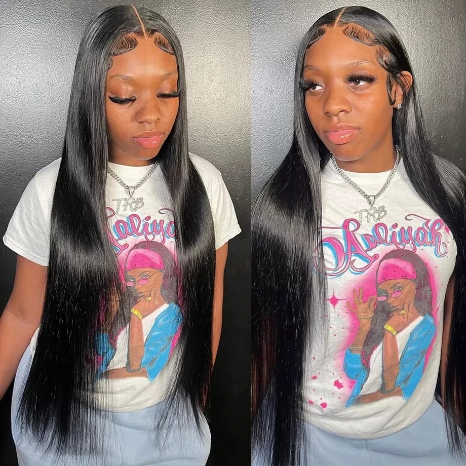 Straight Wigs Human Hair 13x6 HD Lace Frontal Wig High Density Pre-Cut 100% Raw Hair Remy Wear And Go Closure Glueless Natural Black