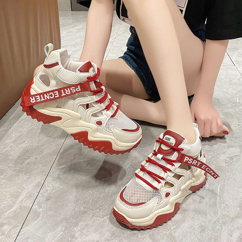 Thick-Soled Height-Increasing Casual Sports Dad Shoes for Women PU 2023 Summer New Versatile Korean Style Platform Sandals