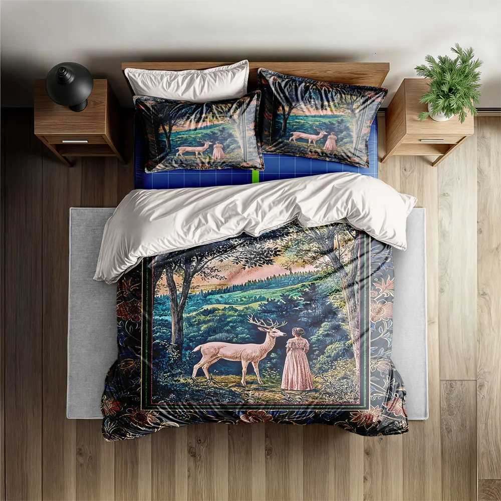 Swedish Dala Horses Duvet Cover Set EU Single Double King US Twin Full Queen Size Bed Linen Set Y250819